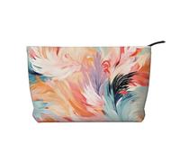 WBQLSL A feather like paint Printed corduroy cosmetic bag - travel essential cosmetic storage bag