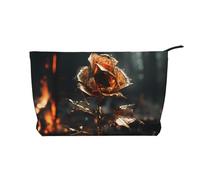 WBQLSL A golden rose Printed corduroy cosmetic bag - travel essential cosmetic storage bag