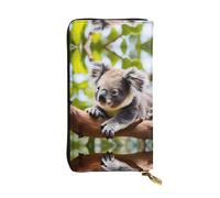 WBQLSL A little koala Zipper leather wallet, 7.5 * 4.1 inch long clutch bag, multiple compartments and large capacity, a good gift for friends