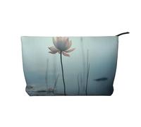 WBQLSL A lotus flower Printed corduroy cosmetic bag - travel essential cosmetic storage bag