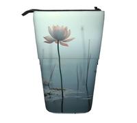 WBQLSL A Lotus Flower Printed Retractable Pencil case, Perfect for Makeup, Stationery, or a Coin Purse.