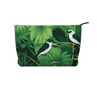 WBQLSL A pair of birds in the grass Printed corduroy cosmetic bag - travel essential cosmetic storage bag