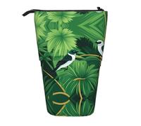 WBQLSL A Pair of Birds in The Grass Printed Retractable Pencil case, Perfect for Makeup, Stationery, or a Coin Purse.