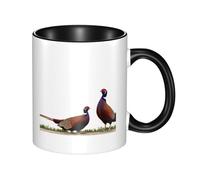 WBQLSL A pair of pheasants Double Color Ceramic Mug, Classic Large Handle Mug, Suitable for Office and Home Leisure - Microwave Safe