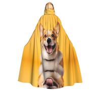 WBQLSL A simple corgiPrinted Halloween cape, hooded cloak for masquerade, carnival party or cosplay costume