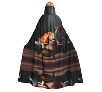 WBQLSL A snail working out Adult Hooded Cloak Hooded cape suitable for role-playing and theme parties
