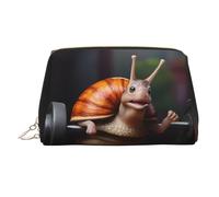 WBQLSL A Snail Working Out Leather Makeup Bag Cosmetic Storage Bag Suitable for Carrying Cosmetics with You