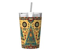 WBQLSL Abstract Architectural Patterns Insulated Straw Cup Ideal for Gym use or Carrying on The go