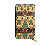 WBQLSL Abstract Architectural Patterns Printed Small Leather Clutch - 7.5x4.1 inch Wallet