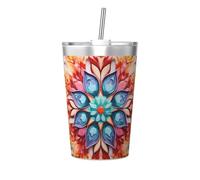 WBQLSL Abstract Flower Petal Pattern Insulated Straw Cup Ideal for Gym use or Carrying on The go