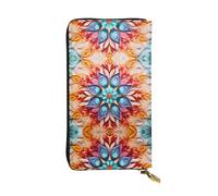 WBQLSL Abstract Flower Petal Pattern Printed Small Leather Clutch - 7.5x4.1 inch Wallet