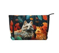 WBQLSL Abstract fox Printed corduroy cosmetic bag - travel essential cosmetic storage bag