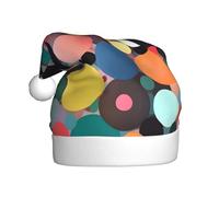 WBQLSL Abstract painting of circles Adult Christmas hat, 15.7-inch high plush Christmas hat, unisex decorative hat, Santa Claus Christmas Halloween party