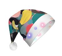 WBQLSL Abstract painting of circles LED Light Santa Hat,Unisex Christmas New Year Adult Hat, Plush New Year Christmas Party Gift