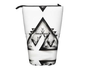 WBQLSL Acute Triangle Printed Retractable Pencil case, Perfect for Makeup, Stationery, or a Coin Purse.