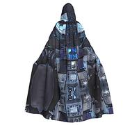 WBQLSL Adult Cosplay Cape, Cabin of the Future Patterned Witch Robe, Men and Women Halloween Prom Party Hooded Cape