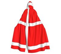 WBQLSL Adult Cosplay Cape, Denmark Danish Flag Patterned Witch Robe, Men and Women Halloween Prom Party Hooded Cape