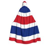 WBQLSL Adult Cosplay Cape, Flag of Costa Rica Patterned Witch Robe, Men and Women Halloween Prom Party Hooded Cape