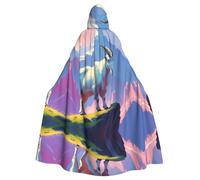 WBQLSL Adult Cosplay Cape, Minimalist Antelope Patterned Witch Robe, Men and Women Halloween Prom Party Hooded Cape