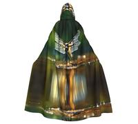 WBQLSL Adult Cosplay Cape, The Dragonfly Flies Patterned Witch Robe, Men and Women Halloween Prom Party Hooded Cape