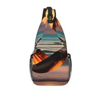WBQLSL Advanced Snowmobile Patterned Travel Crossbody Bag, Perfect for Daily Commutes, Cycling, Hiking, and Urban Adventures, Sunset Beach Hammock, One Size