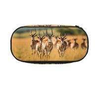 WBQLSL African Savanna Deer Herd Large capacity pencil bag, multi-layer partition stationery storage bag - unisex learning office supplies
