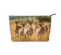 WBQLSL African Savanna Deer Herd Printed corduroy cosmetic bag - travel essential cosmetic storage bag