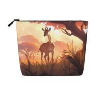 WBQLSL African savannah giraffe calf Patterned travel cosmetic bag, multifunctional storage bag, specially designed for daily necessities storage, Black, One Size