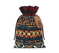 WBQLSL African Tribal Ethnic Texture Burlap gift bag - 8.3x11.8 inch drawstring bag Party decoration supplies