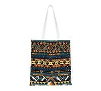 WBQLSL African Tribal Ethnic Texture Shopping Bag, Unisex Hand Tote Lightweight Canvas Bag, Suitable for Shopping, Event Promotion, Travel, Work Reusable Tote Bag,
