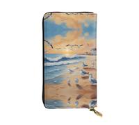 WBQLSL airborne seagulls Zipper leather wallet, 7.5 * 4.1 inch long clutch bag, multiple compartments and large capacity, a good gift for friends