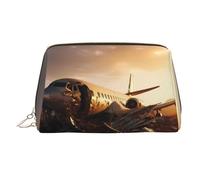 WBQLSL Airplane in The Desert Leather Makeup Bag Cosmetic Storage Bag Suitable for Carrying Cosmetics with You