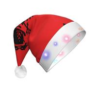 WBQLSL Albanian flag Decorative Santa hat with LED lights, perfect for costume parties and stage performances.