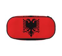 WBQLSL Albanian flag Large capacity pencil bag, multi-layer partition stationery storage bag - unisex learning office supplies