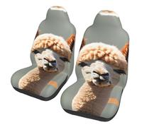 WBQLSL Alpaca avatar Printed Car Seat Covers 2-Piece Pack - Front Seat Backrest Cushions Suitable for Sedans, SUVs, Trucks, Vans