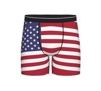 WBQLSL American flag Men's boxer briefs, high-elastic, breathable fabric, multiple sizes (S-2XL), Black, L