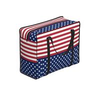 WBQLSL American Flag Stars and Stripes Storage Tote Bag for Adults, One Size, Polyester, Zippered, 53 x 40 x 23 cm, Foldable Lightweight Large Capacity