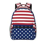 WBQLSL American Flag Stars Stripes Lightweight travel backpack suitable for hiking, business trips, camping, fitness, school, university, and other occasions, featuring a multi-pocket design.