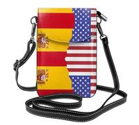 WBQLSL American Spain Flag Printed Crossbody Bag, Extended Adjustable Shoulder Strap, Multiple Compartments, Key and Cosmetic Storage Pouch