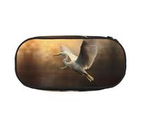 WBQLSL An egret takes flight Large capacity pencil bag, multi-layer partition stationery storage bag - unisex learning office supplies