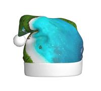 WBQLSL An island in the ocean Adult Christmas hat, 15.7-inch high plush Christmas hat, unisex decorative hat, Santa Claus Christmas Halloween party