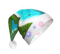 WBQLSL An island in the ocean LED Light Santa Hat,Unisex Christmas New Year Adult Hat, Plush New Year Christmas Party Gift