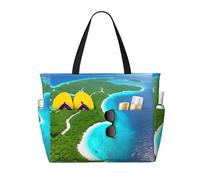 WBQLSL An island in the ocean Pattern beach travel bag for gym/swimming pool/supermarket shopping/short trip