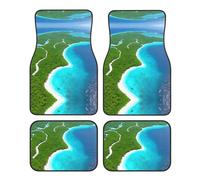 WBQLSL An island in the ocean Printed car mats, set of 4 | for cars, SUVs, trucks | easy to clean