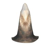 WBQLSL Angel's Feather L Printed Robe Cape | Hooded | Cosplay Costume | Halloween Party Prop | S/M/L