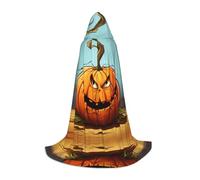 WBQLSL Angry Pumpkin Images S Printed Robe Cape | Hooded | Cosplay Costume | Halloween Party Prop | S/M/L