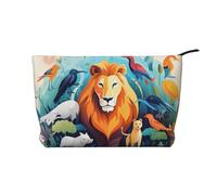 WBQLSL Animal Illustration Printed corduroy cosmetic bag - travel essential cosmetic storage bag
