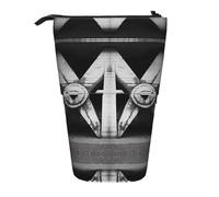 WBQLSL Architecture in Black and White Printed Retractable Pencil case, Perfect for Makeup, Stationery, or a Coin Purse.