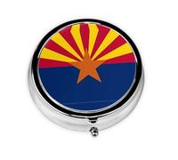 WBQLSL Arizona Flag Mini medicine box with three compartments, small round medicine box, portable