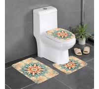 WBQLSL artistic circles Floor mat set (3 pieces) - bathroom non-slip mat, bedroom door mat, kitchen mat